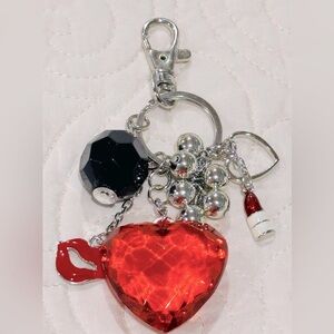 Macy’s Faceted Red ❤️Heart ❤️Charm Keychain NWT